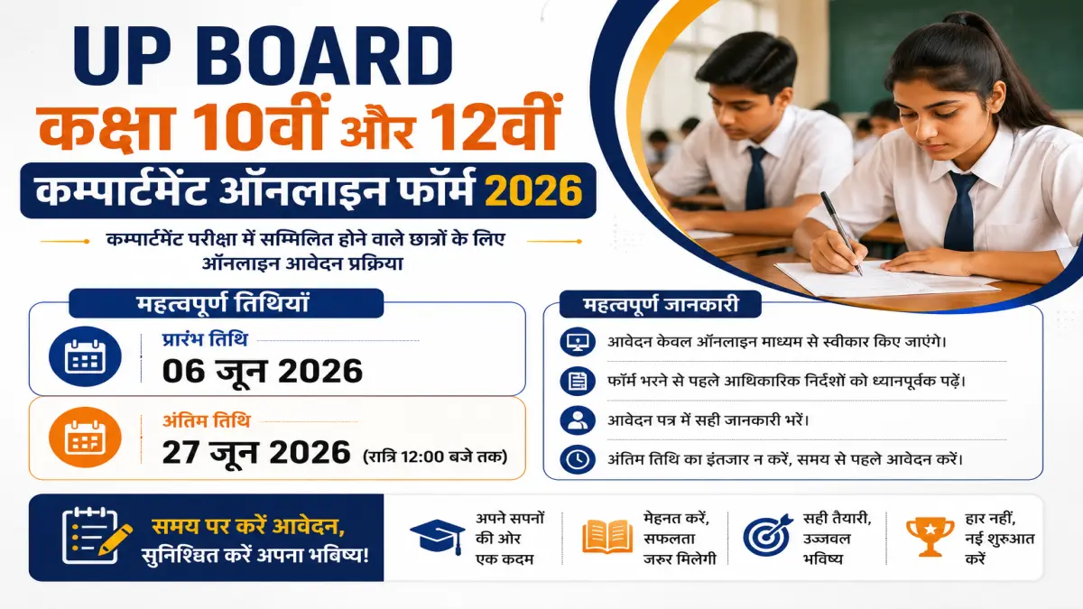 UP Board कम्पार्टमेंट फॉर्म 2026 | ऑनलाइन आवेदन