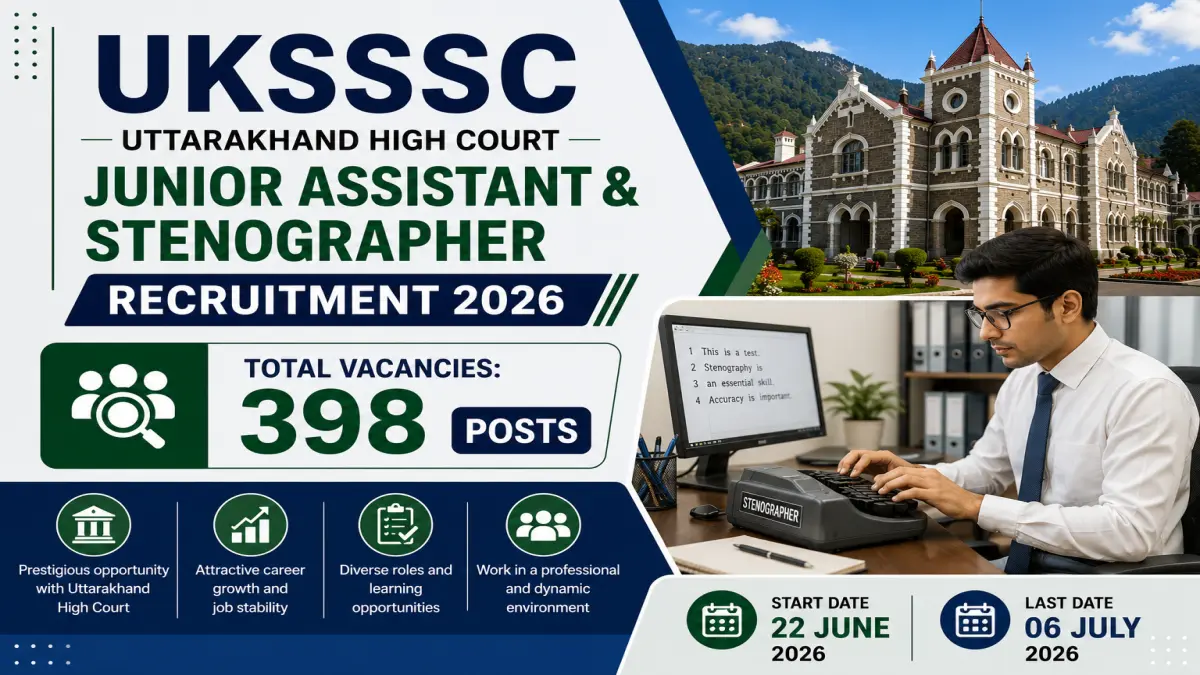 UKSSSC Junior Assistant & Stenographer Recruitment 2026
