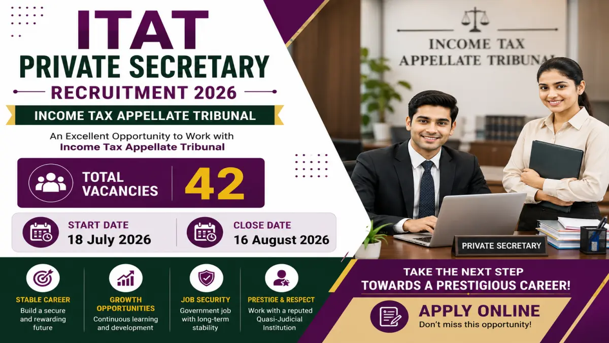ITAT Private Secretary Recruitment 2026: 42 Posts