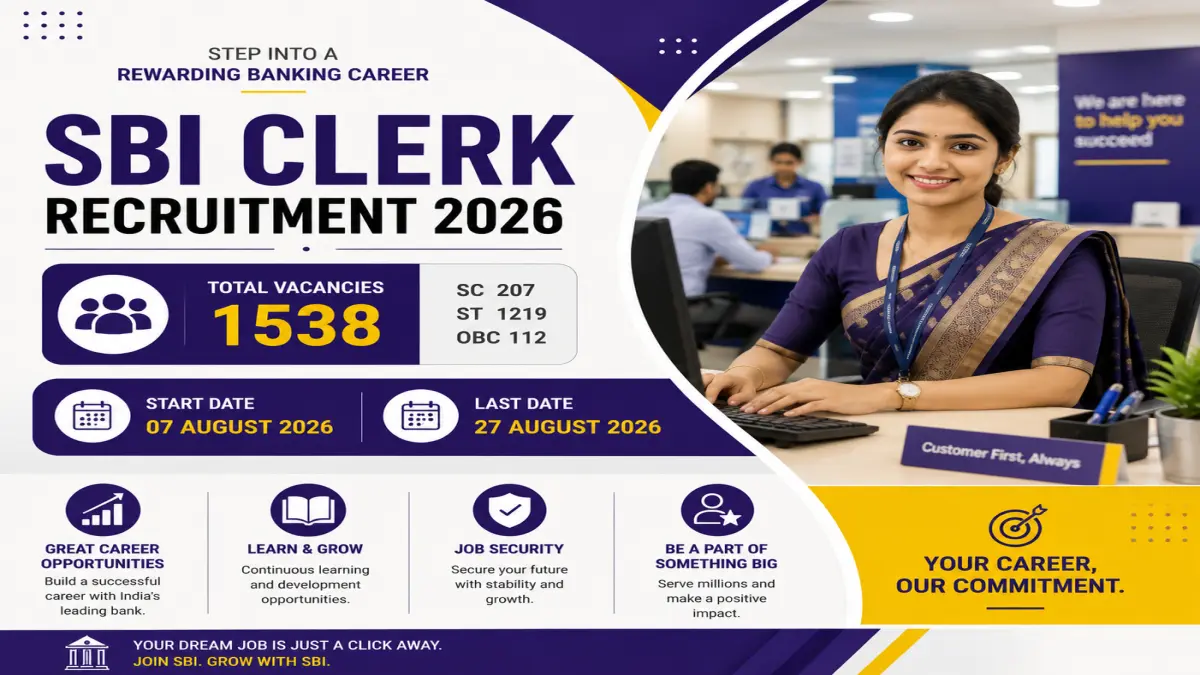 SBI Clerk Recruitment 2026: 1538 Vacancies