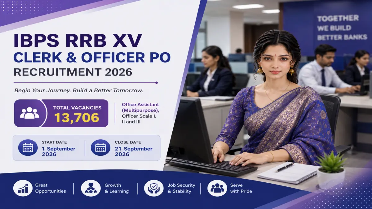 IBPS RRB XV Clerk and Officer PO Online Form 2026: 13706 Posts