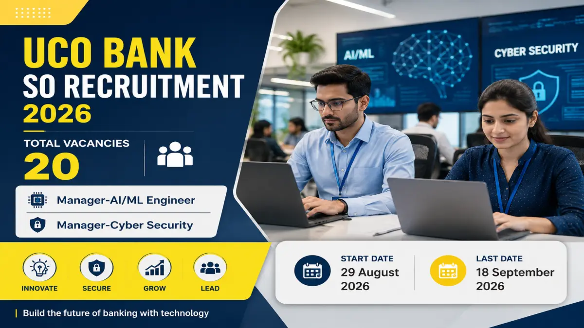 UCO Bank SO Online Form 2026: 20 Posts