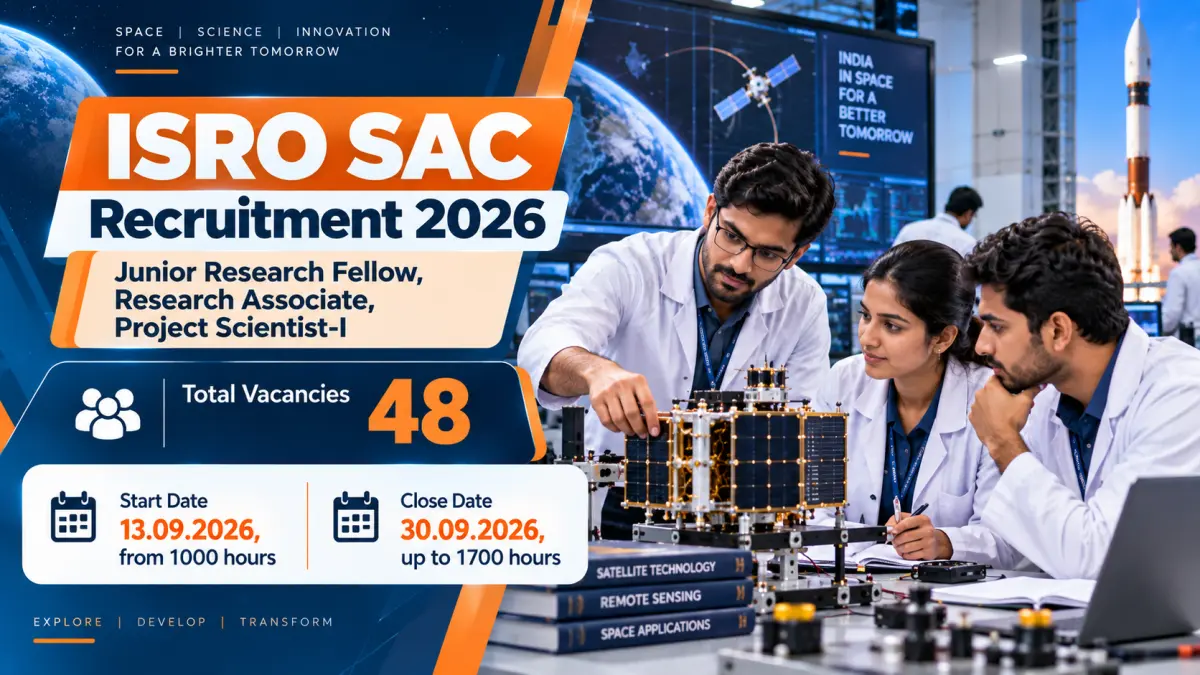 ISRO SAC Recruitment 2026: JRF, RA, PS-I Online Form
