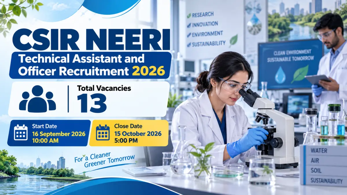 CSIR NEERI Technical Assistant and Officer Recruitment 2026