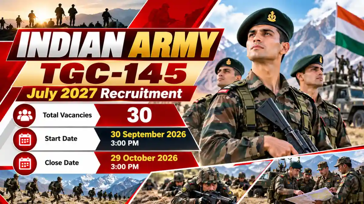 Indian Army TGC-145 July 2027 Online Form - 30 Vacancies