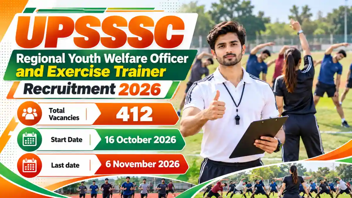 UPSSSC Regional Youth Welfare Officer Online Form 2026 : 412 Posts