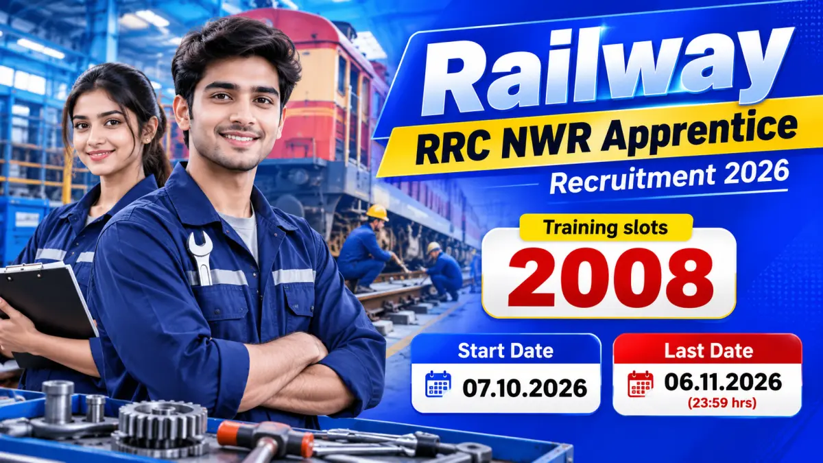 Railway RRC NWR Jaipur Apprentice Online Form 2026 - 2008 Slots