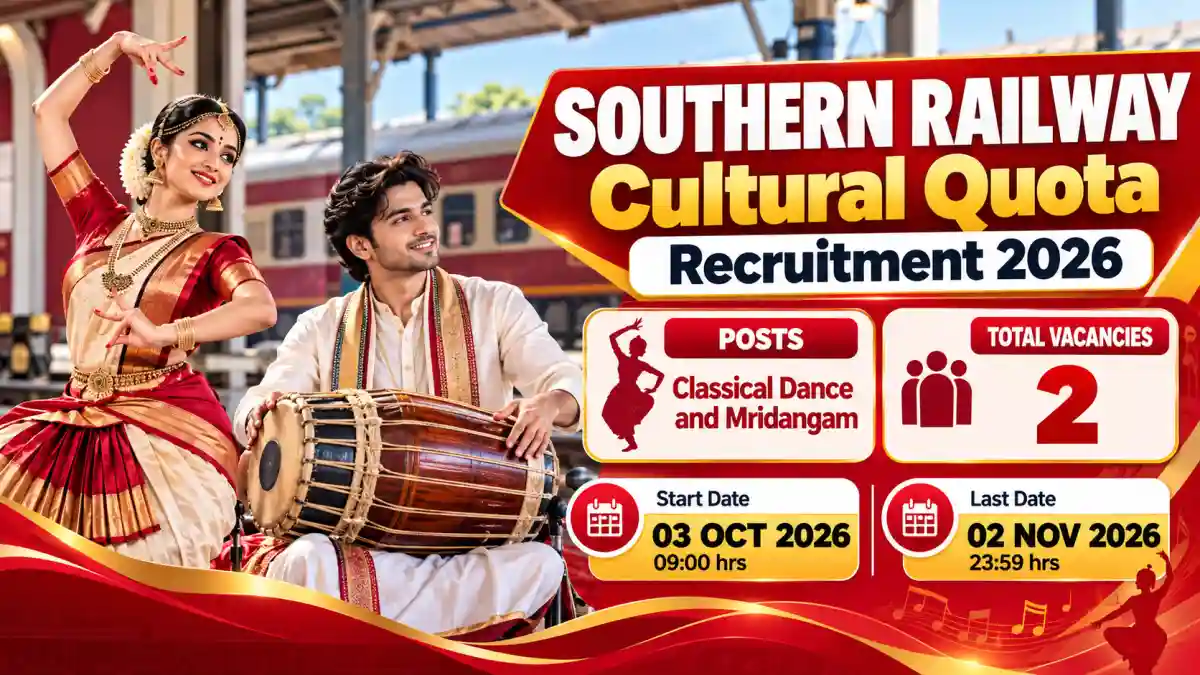 Southern Railway Cultural Quota Recruitment 2026 - 2 Posts