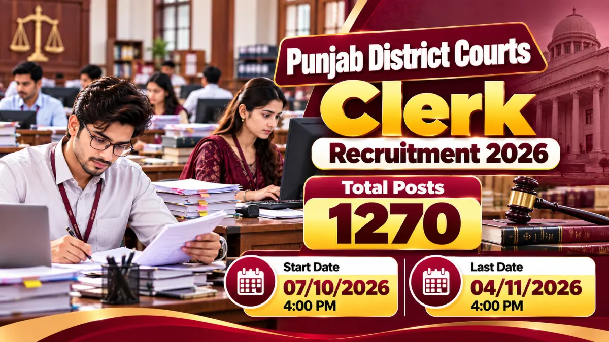 Punjab Courts Clerk Online Form 2026 for 1270 Vacancies