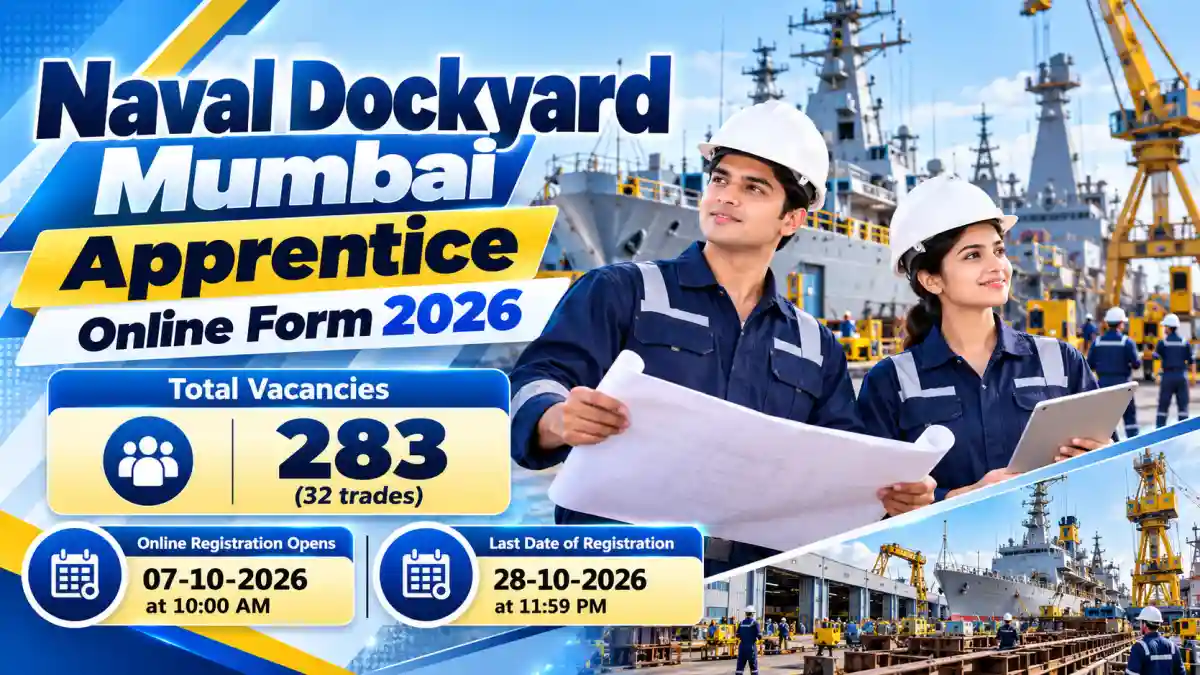 Naval Dockyard Mumbai Apprentice Online Form 2026 - 283 Vacancies