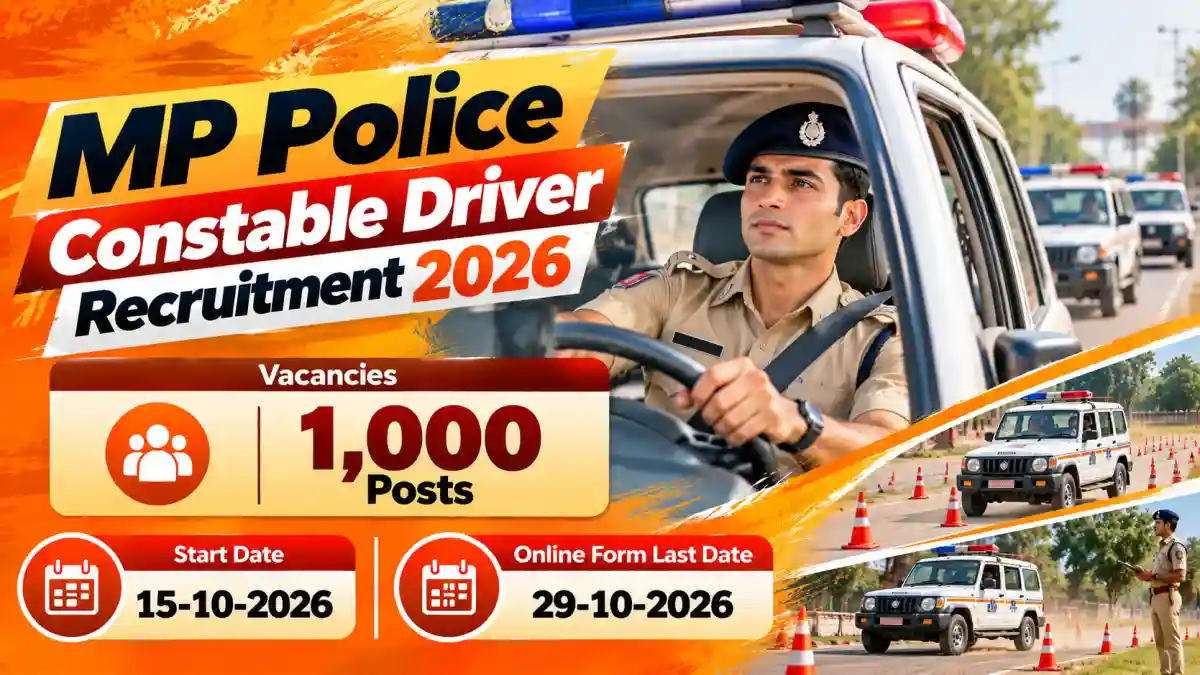 MP Police Constable Driver Online Form 2026 - 1000 Vacancies