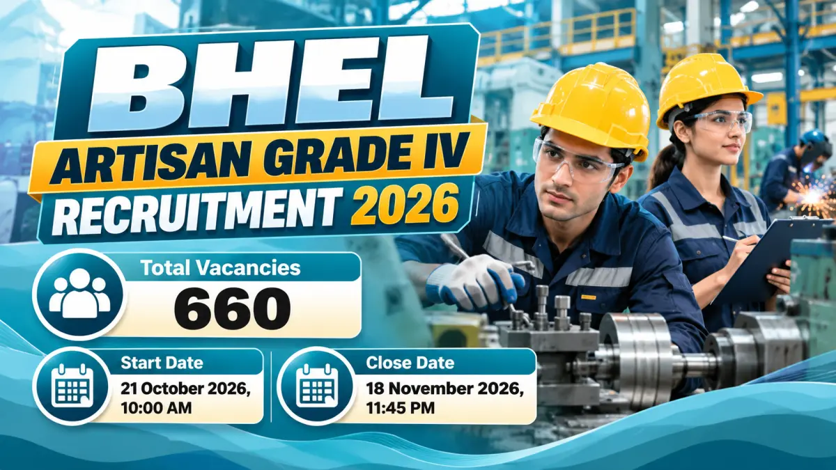 BHEL Artisan Grade IV Online Form 2026 - 660 Vacancies