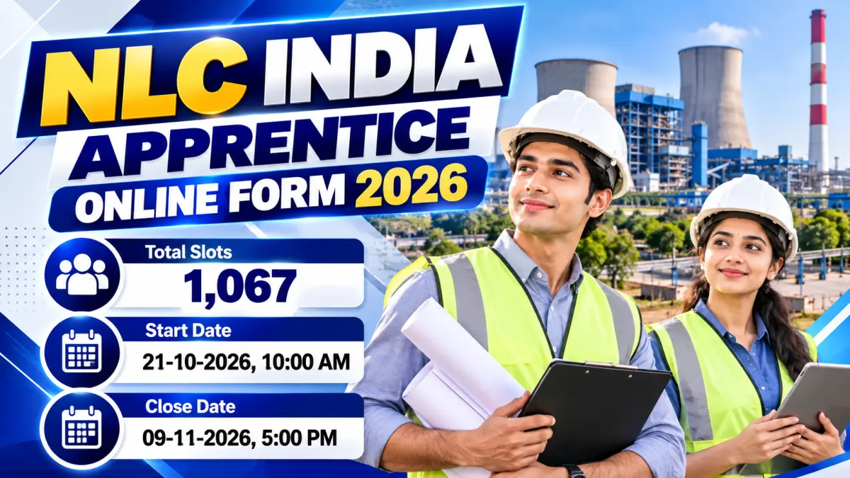 NLC India Apprentice Online Form 2026 – 1,067 Slots